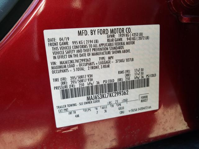 Photo 9 VIN: MAJ6S3KL7KC299362 - FORD ECOSPORT T 