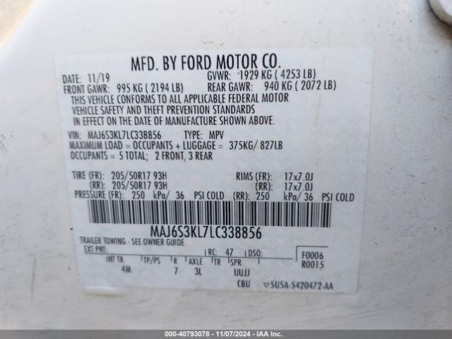 Photo 8 VIN: MAJ6S3KL7LC338856 - FORD ECOSPORT 