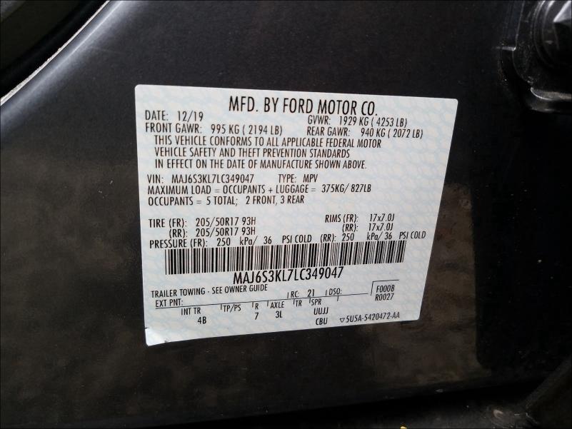 Photo 9 VIN: MAJ6S3KL7LC349047 - FORD ECOSPORT T 