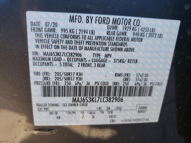 Photo 9 VIN: MAJ6S3KL7LC382906 - FORD ECOSPORT T 