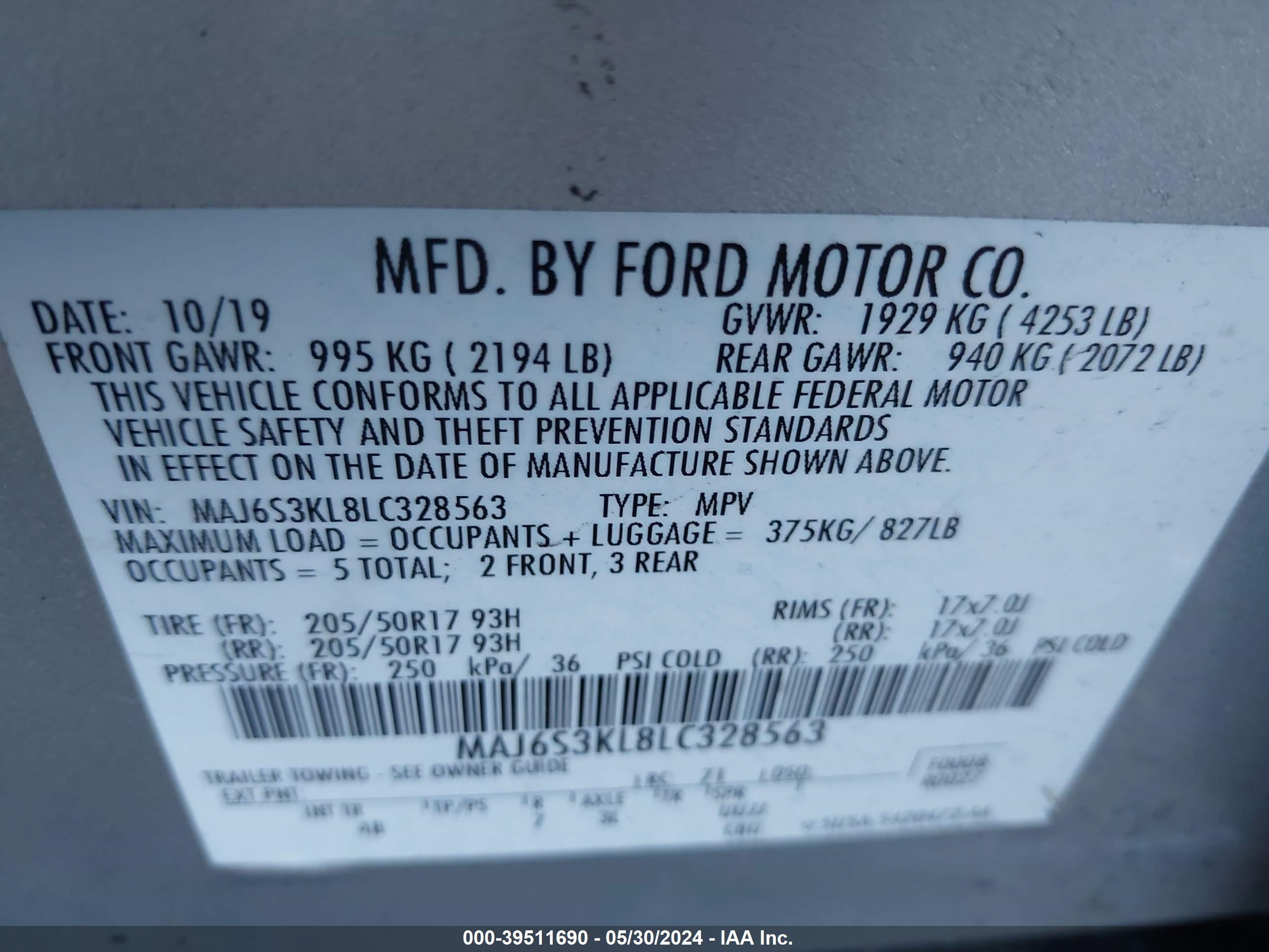 Photo 8 VIN: MAJ6S3KL8LC328563 - FORD ECOSPORT 