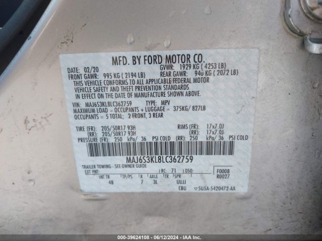 Photo 8 VIN: MAJ6S3KL8LC362759 - FORD ECOSPORT 