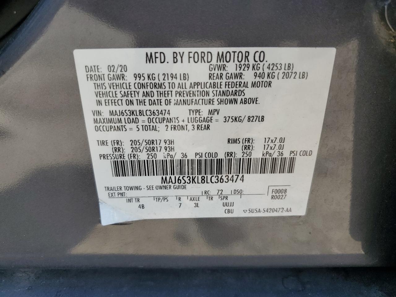 Photo 12 VIN: MAJ6S3KL8LC363474 - FORD ECOSPORT 