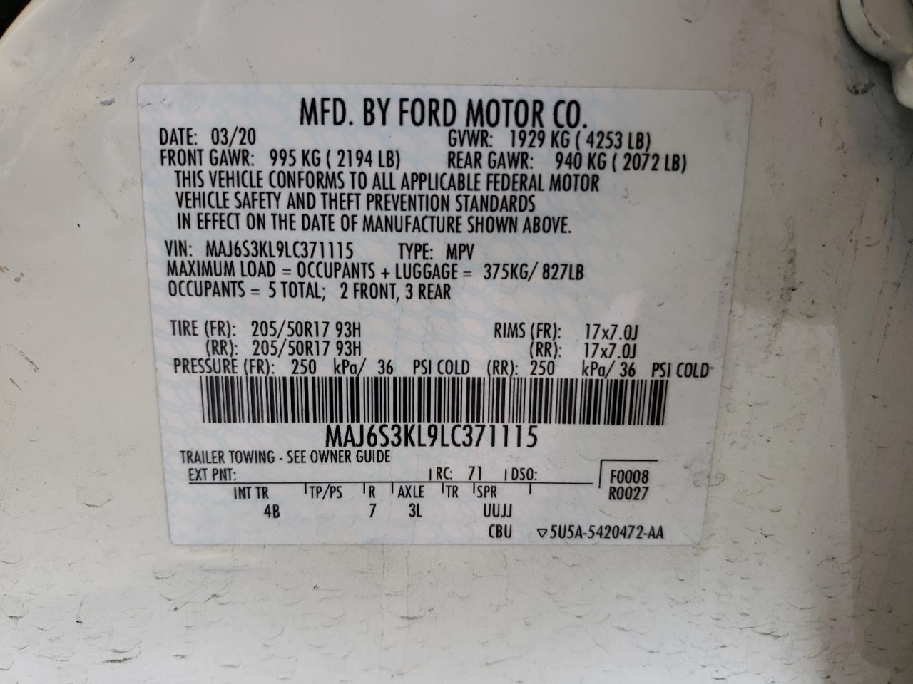 Photo 12 VIN: MAJ6S3KL9LC371115 - FORD ECOSPORT 