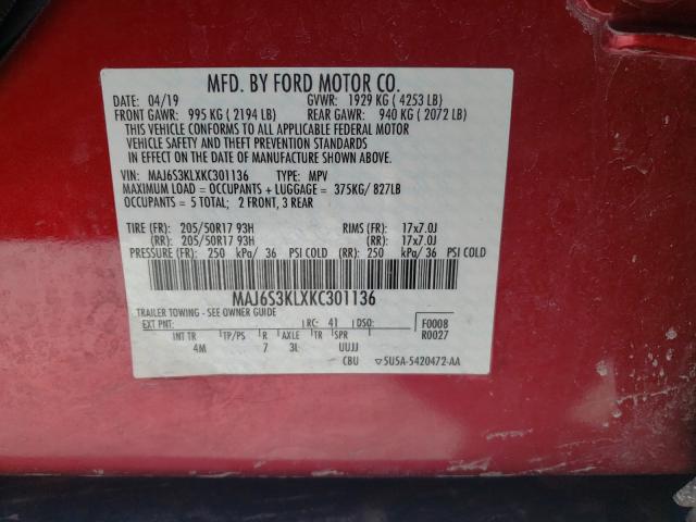 Photo 8 VIN: MAJ6S3KLXKC301136 - FORD ECOSPORT T 