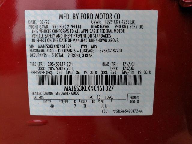 Photo 12 VIN: MAJ6S3KLXNC461327 - FORD ECOSPORT 