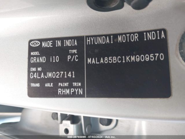 Photo 8 VIN: MALA85BC1KM909570 - HYUNDAI I10 5HB GLS MT 