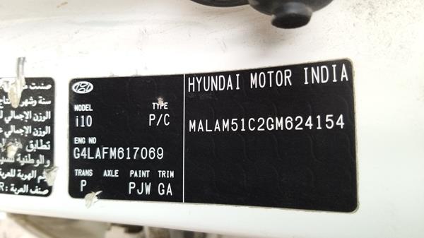 Photo 2 VIN: MALAM51C2GM624154 - HYUNDAI I10 