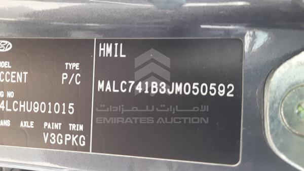 Photo 2 VIN: MALC741B3JM050592 - HYUNDAI ACCENT 