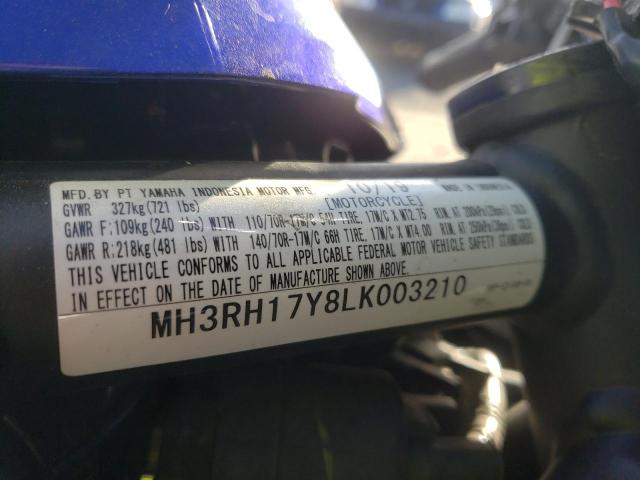 Photo 9 VIN: MH3RH17Y8LK003210 - YAMAHA YZFR3 