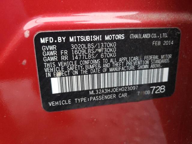 Photo 9 VIN: ML32A3HJ0EH023097 - MITSUBISHI MIRAGE DE 