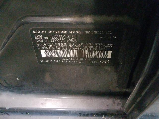 Photo 9 VIN: ML32A3HJ0EH023617 - MITSUBISHI MIRAGE DE 