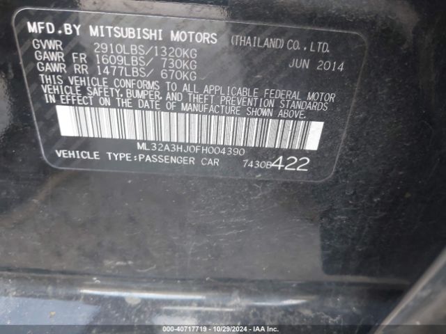 Photo 8 VIN: ML32A3HJ0FH004390 - MITSUBISHI MIRAGE 