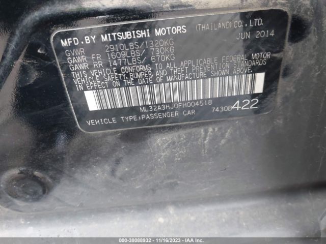 Photo 8 VIN: ML32A3HJ0FH004518 - MITSUBISHI MIRAGE 