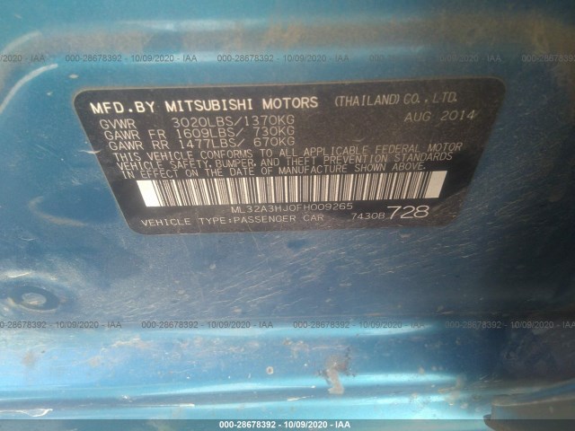 Photo 8 VIN: ML32A3HJ0FH009265 - MITSUBISHI MIRAGE 