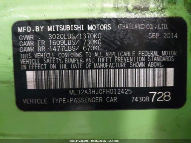 Photo 8 VIN: ML32A3HJ0FH012425 - MITSUBISHI MIRAGE 