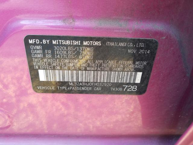 Photo 9 VIN: ML32A3HJ0FH032920 - MITSUBISHI MIRAGE DE 