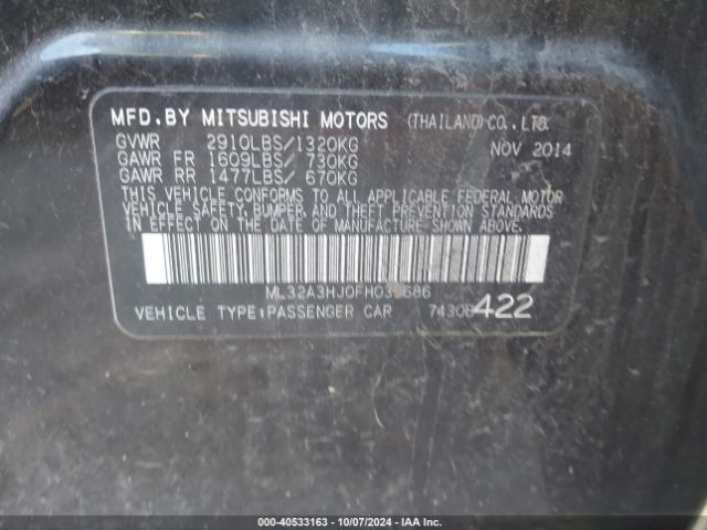 Photo 8 VIN: ML32A3HJ0FH035686 - MITSUBISHI MIRAGE 