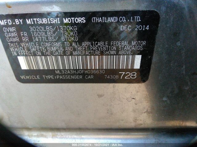 Photo 8 VIN: ML32A3HJ0FH036630 - MITSUBISHI MIRAGE 