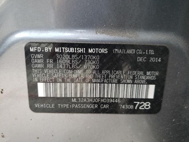 Photo 9 VIN: ML32A3HJ0FH039446 - MITSUBISHI MIRAGE DE 