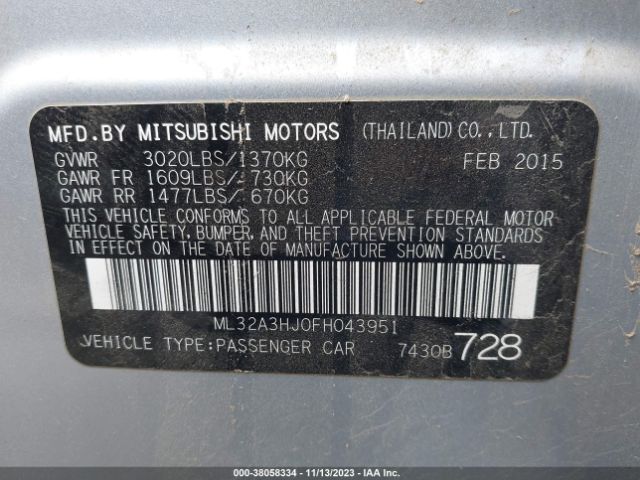 Photo 8 VIN: ML32A3HJ0FH043951 - MITSUBISHI MIRAGE 