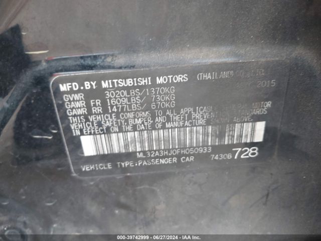 Photo 8 VIN: ML32A3HJ0FH050933 - MITSUBISHI MIRAGE 