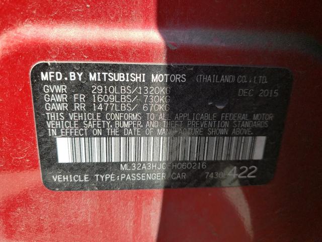 Photo 9 VIN: ML32A3HJ0FH060216 - MITSUBISHI MIRAGE DE 