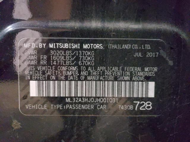 Photo 9 VIN: ML32A3HJ0JH001031 - MITSUBISHI MIRAGE ES 