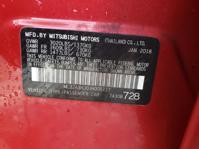 Photo 9 VIN: ML32A3HJ0JH008237 - MITSUBISHI MIRAGE ES 