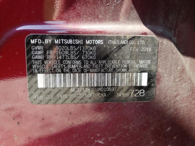 Photo 9 VIN: ML32A3HJ0JH010697 - MITSUBISHI MIRAGE ES 