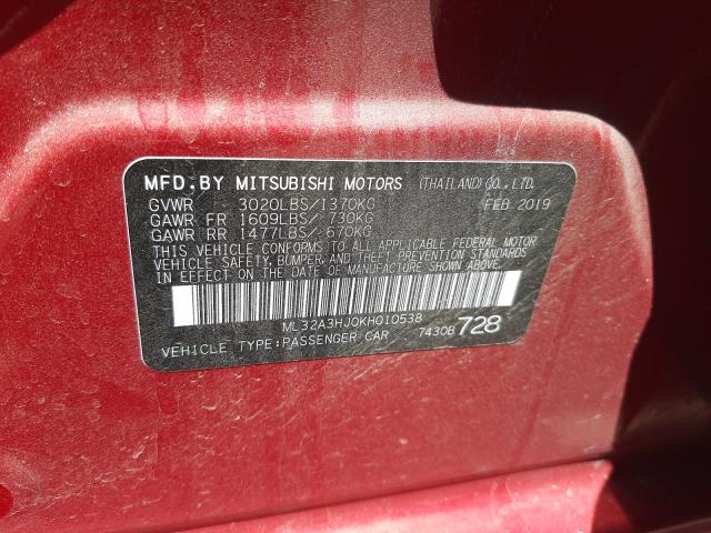 Photo 9 VIN: ML32A3HJ0KH010538 - MITSUBISHI MIRAGE ES 