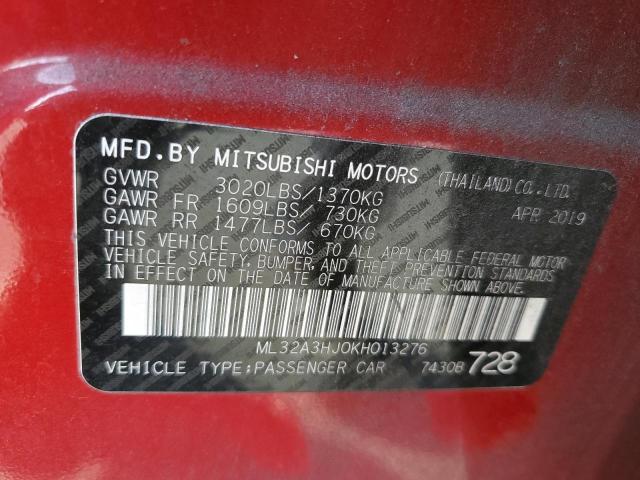 Photo 11 VIN: ML32A3HJ0KH013276 - MITSUBISHI MIRAGE ES 