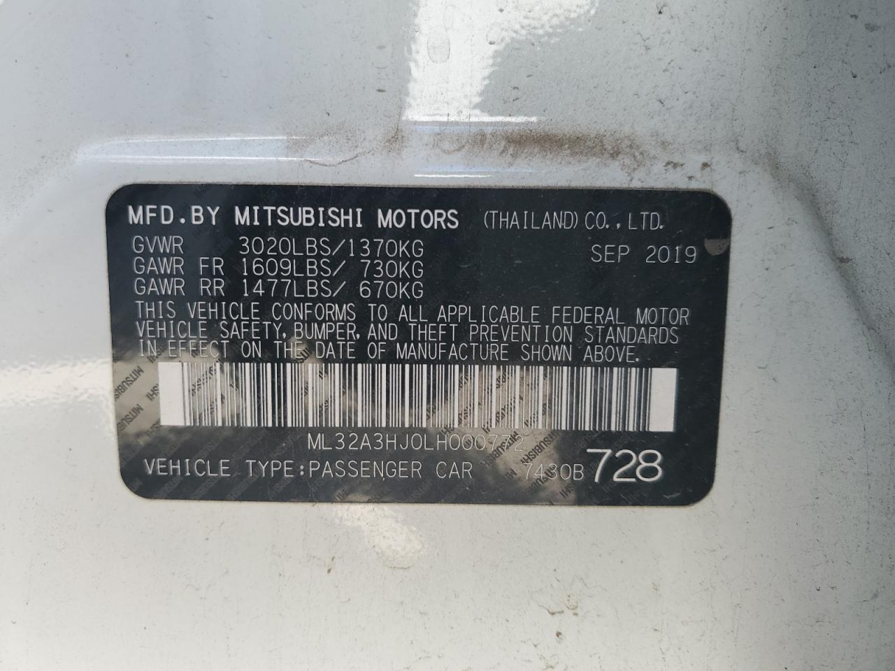 Photo 12 VIN: ML32A3HJ0LH000772 - MITSUBISHI MIRAGE 