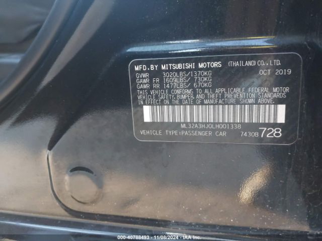 Photo 8 VIN: ML32A3HJ0LH001338 - MITSUBISHI MIRAGE 