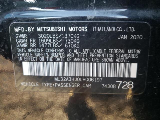 Photo 9 VIN: ML32A3HJ0LH006197 - MITSUBISHI MIRAGE ES 