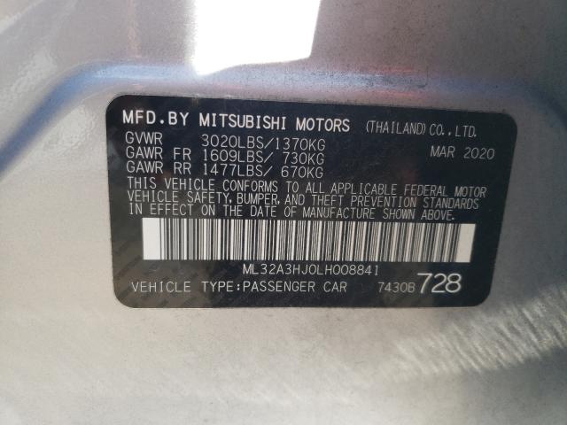 Photo 9 VIN: ML32A3HJ0LH008841 - MITSUBISHI MIRAGE ES 