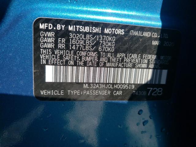 Photo 9 VIN: ML32A3HJ0LH009519 - MITSUBISHI MIRAGE ES 