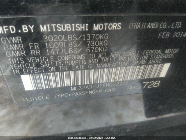 Photo 8 VIN: ML32A3HJ1EH022721 - MITSUBISHI MIRAGE 