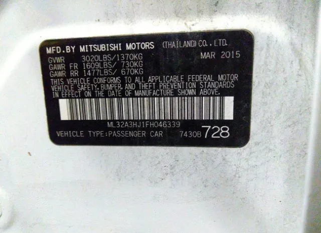 Photo 8 VIN: ML32A3HJ1FH046339 - MITSUBISHI MIRAGE 