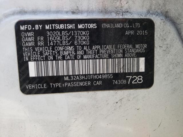 Photo 9 VIN: ML32A3HJ1FH049855 - MITSUBISHI MIRAGE DE 