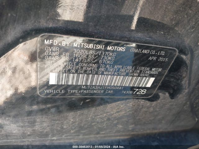 Photo 8 VIN: ML32A3HJ1FH050441 - MITSUBISHI MIRAGE 