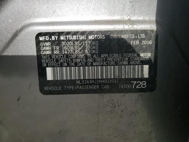 Photo 12 VIN: ML32A3HJ1HH003591 - MITSUBISHI MIRAGE ES 