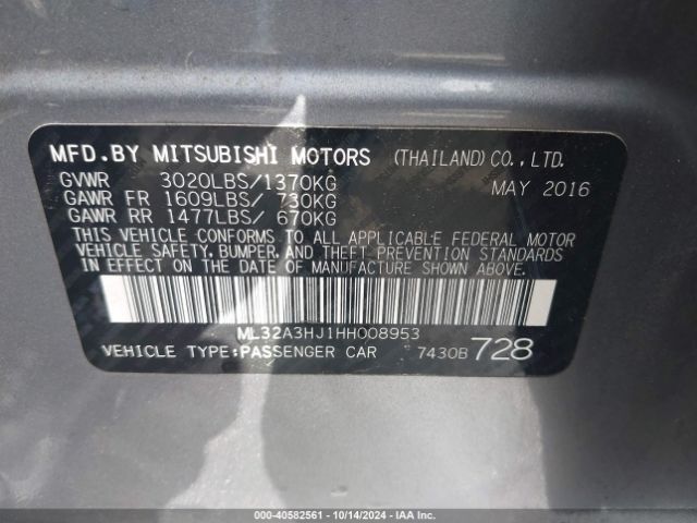 Photo 8 VIN: ML32A3HJ1HH008953 - MITSUBISHI MIRAGE 