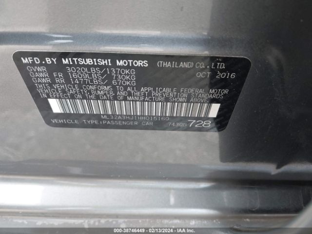 Photo 8 VIN: ML32A3HJ1HH015160 - MITSUBISHI MIRAGE 