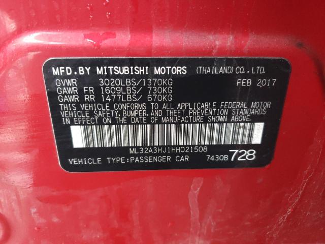 Photo 12 VIN: ML32A3HJ1HH021508 - MITSUBISHI MIRAGE ES 