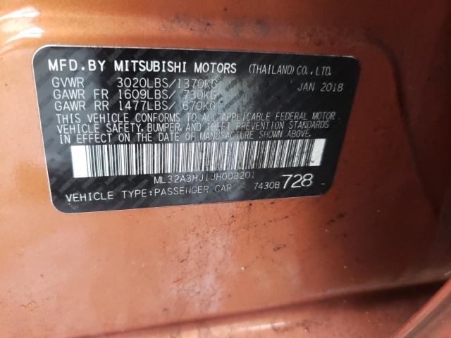 Photo 9 VIN: ML32A3HJ1JH008201 - MITSUBISHI MIRAGE ES 