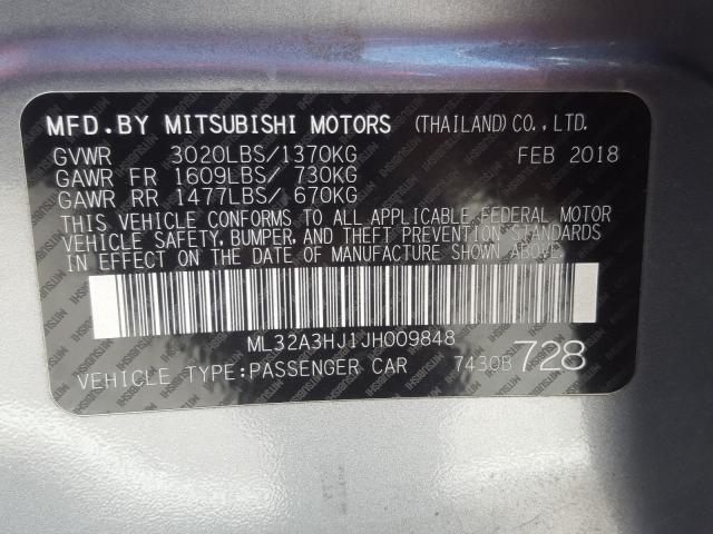 Photo 9 VIN: ML32A3HJ1JH009848 - MITSUBISHI MIRAGE ES 