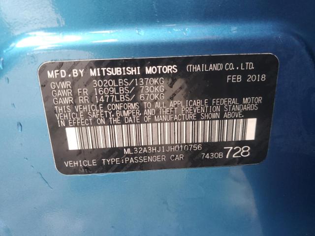 Photo 11 VIN: ML32A3HJ1JH010756 - MITSUBISHI MIRAGE ES 