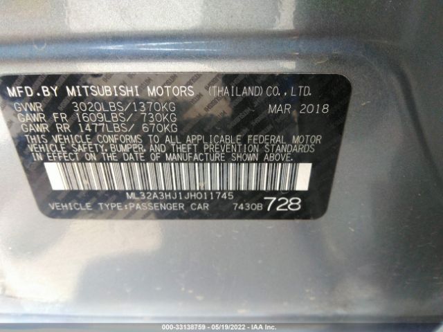 Photo 8 VIN: ML32A3HJ1JH011745 - MITSUBISHI MIRAGE 