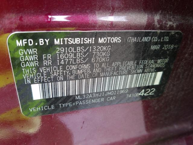 Photo 9 VIN: ML32A3HJ1JH011969 - MITSUBISHI MIRAGE ES 